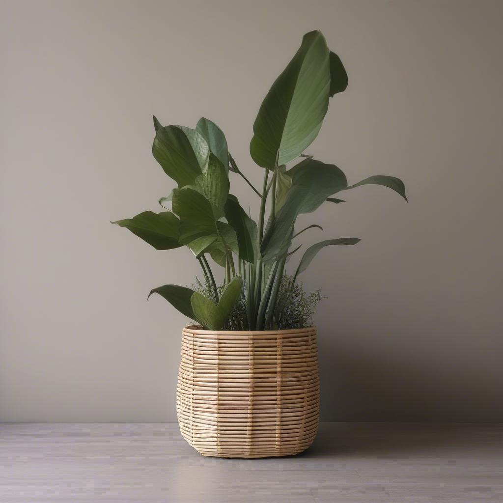 Project 62 Rattan Basket used as a Planter