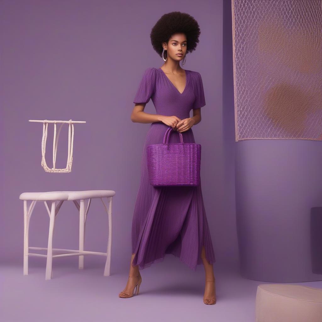 Purple Woven Bag Outfit Inspiration