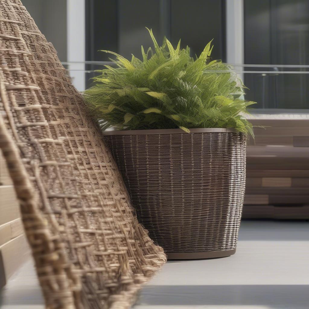 Railing Planter Basket Weave Materials: Wicker, Rattan, and Synthetic Options