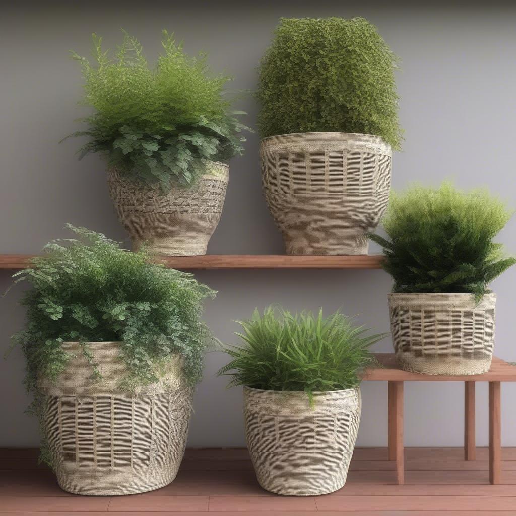 Railing Planter Basket Weave Sizes and Styles