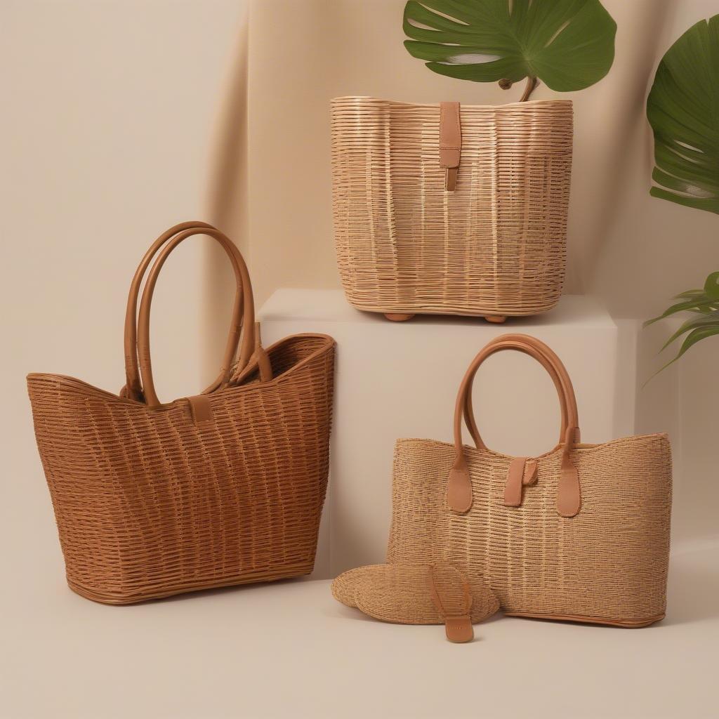 Comparing rattan and wicker handbags.