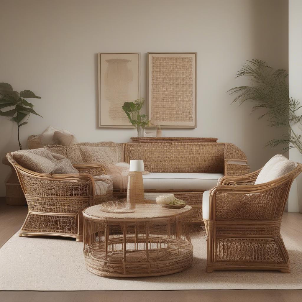 Rattan Basket Furniture in a Living Room Setting