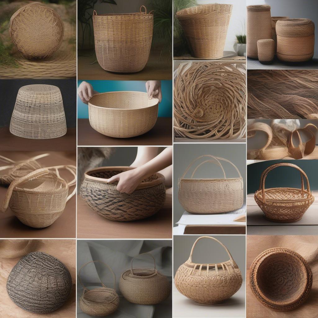 Various techniques in rattan basket weaving