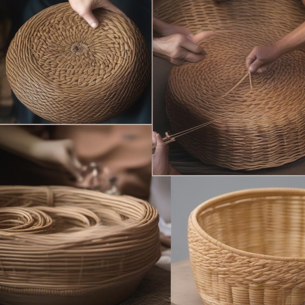 Different rattan basket weaving techniques