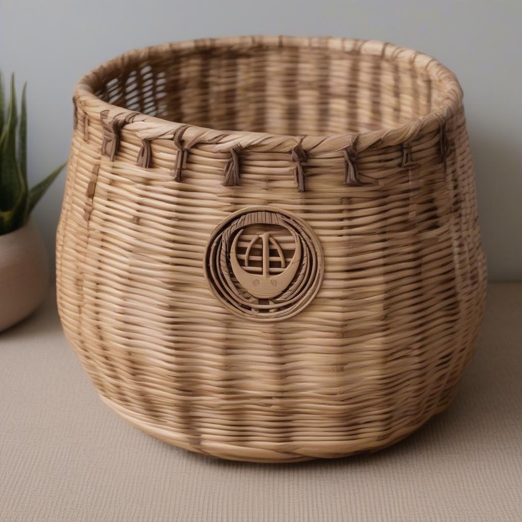 Rattan Basket with Rebel Alliance Symbol