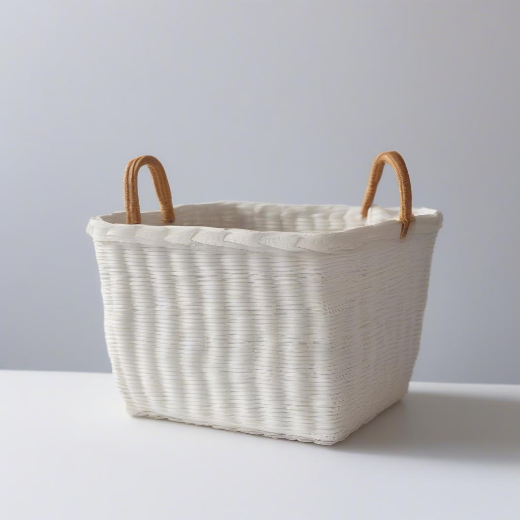 White Rectangular Woodchip Basket 11 inches