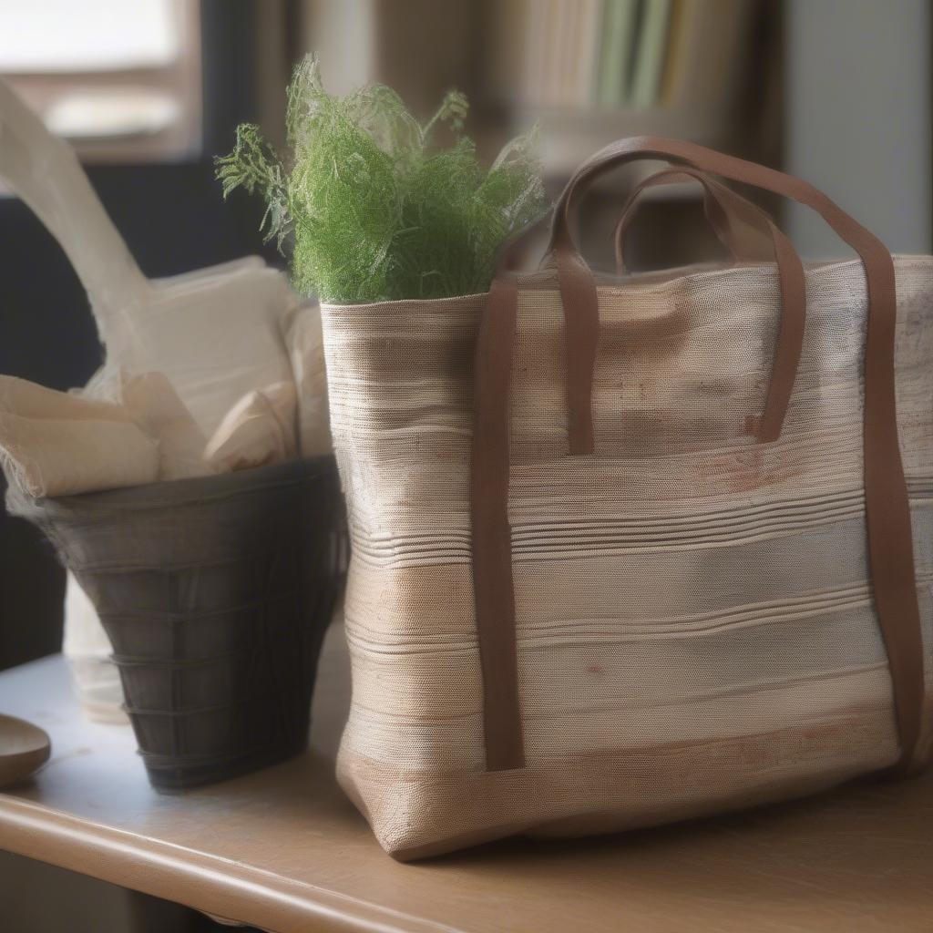 Demonstrating the Durability of a Recycled Handwoven Bag