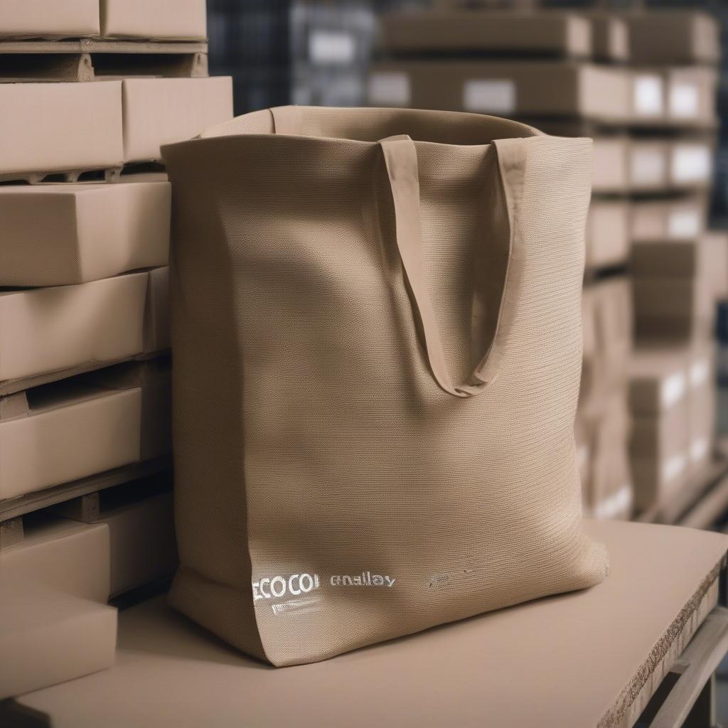 A warehouse weave bag made from recycled materials.