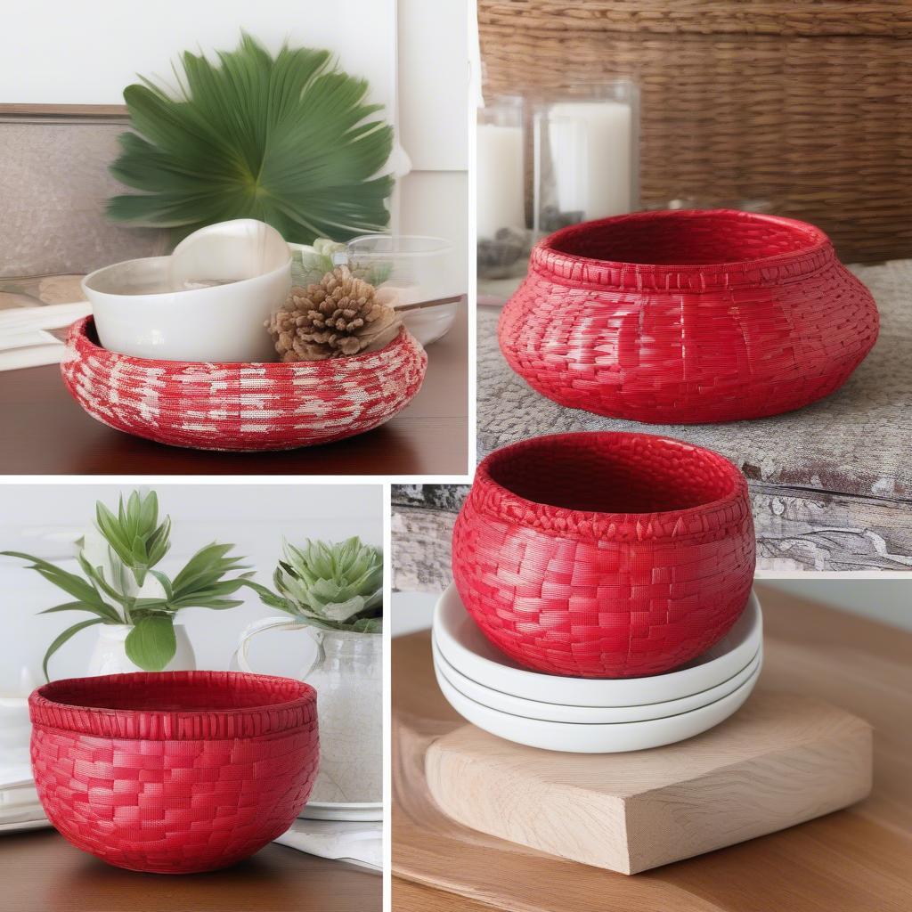 Styling a Red Basket Weave Bowl