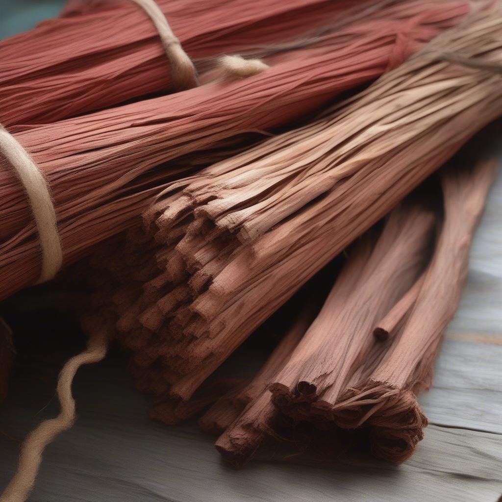 Bundles of Red Cedar Bark Ready for Basket Weaving