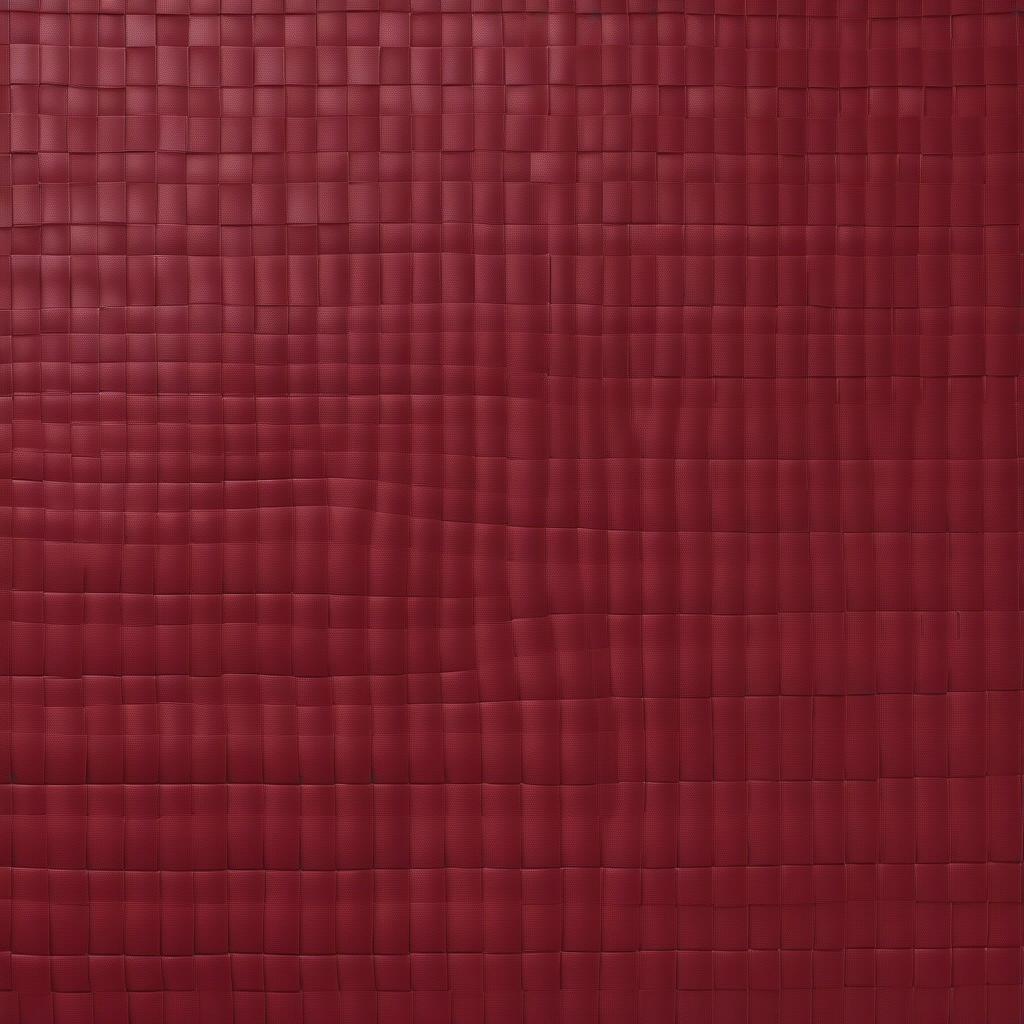 Close-up of red upholstery vinyl basket weave material, showcasing the intricate texture and vibrant color.