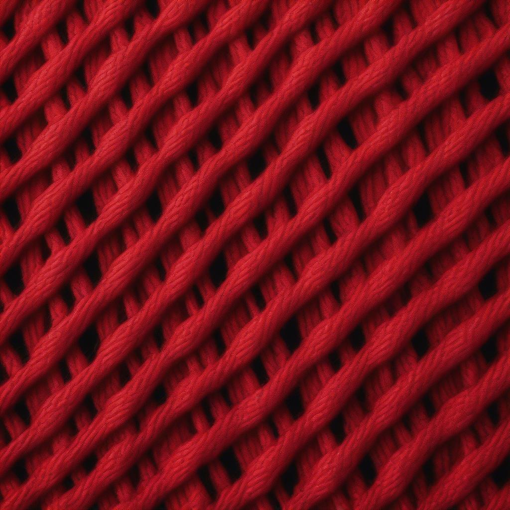 Close-up view of a red wool basket weave pattern