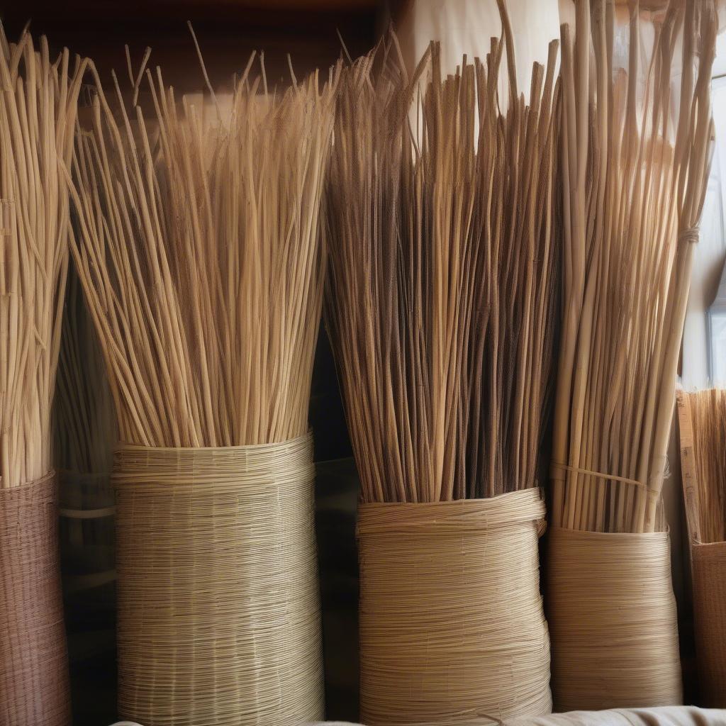 Reed and willow basket weaving supplies for various projects