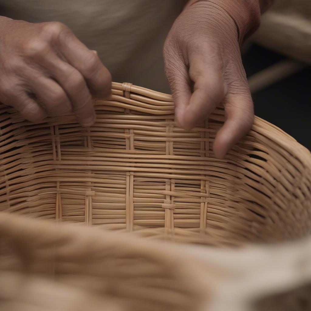 Reed Basket Weaving Close-up