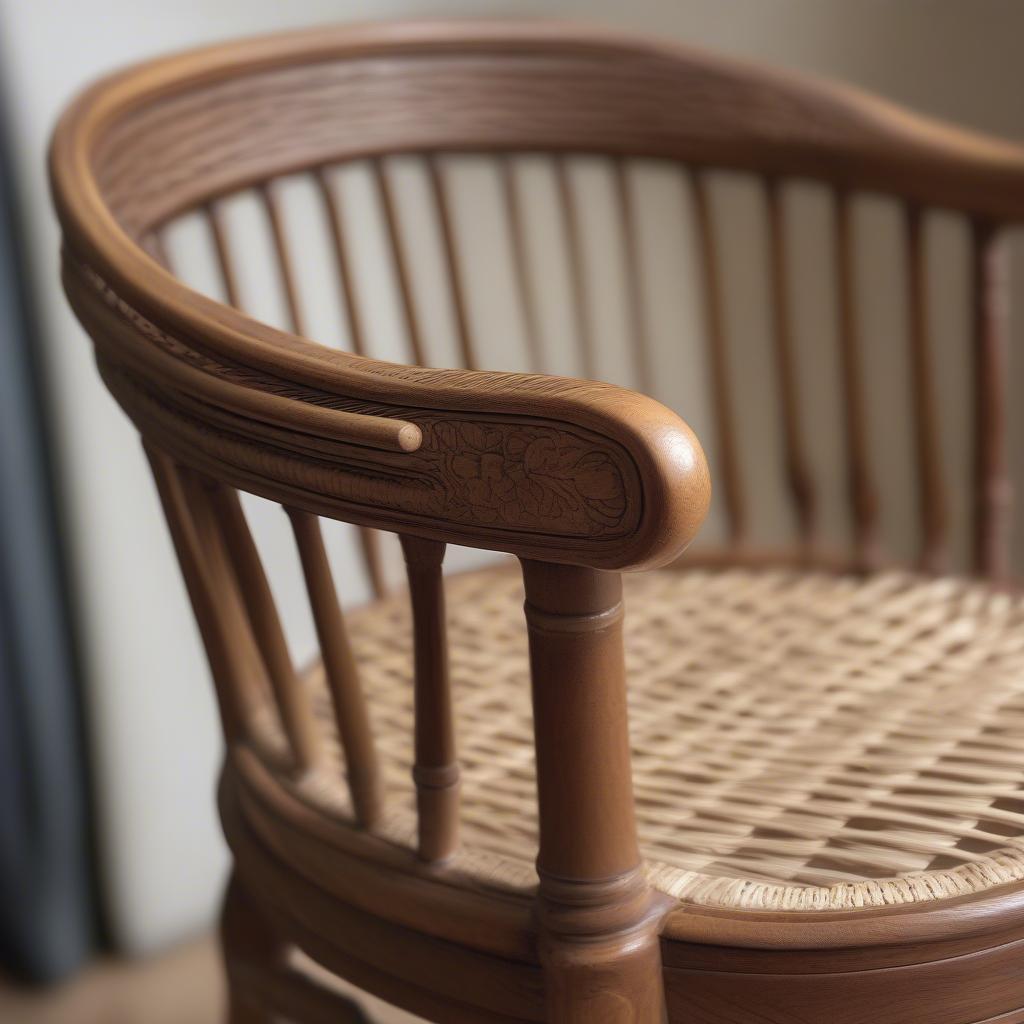 Restored antique chair with woven cane seat and back