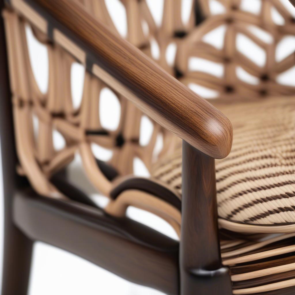 Close-up of cane weaving on a retro chair