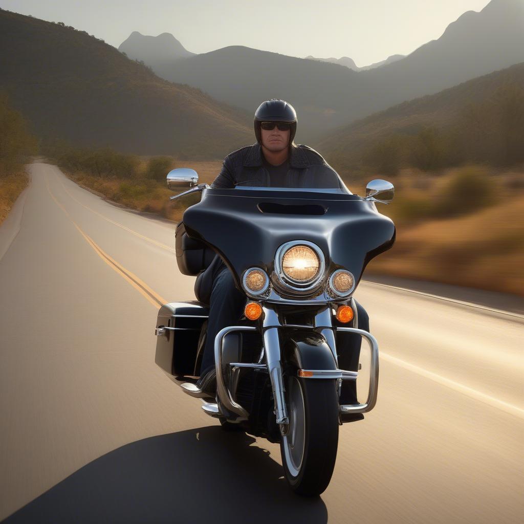 Rider enjoying a Road King Classic with a Sundowner Seat