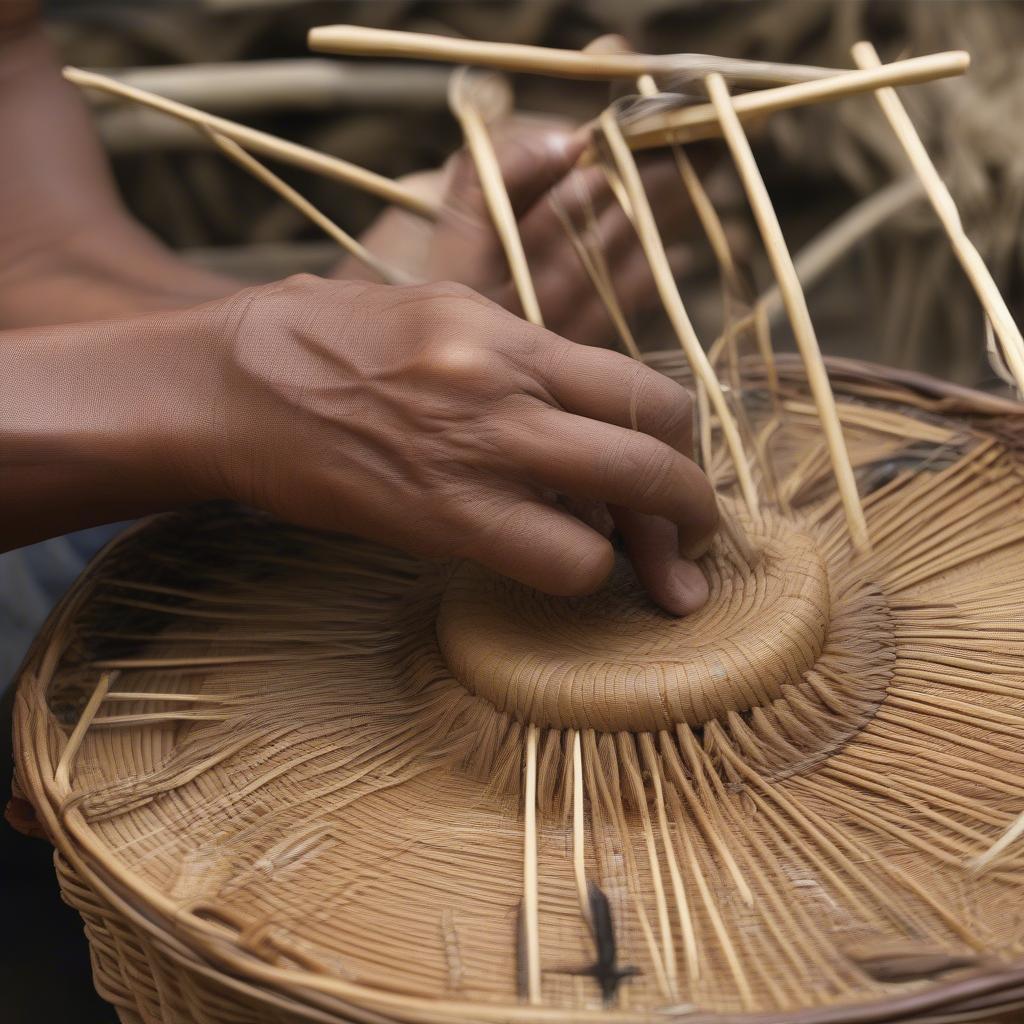 Constructing the Base of a River Cane Basket