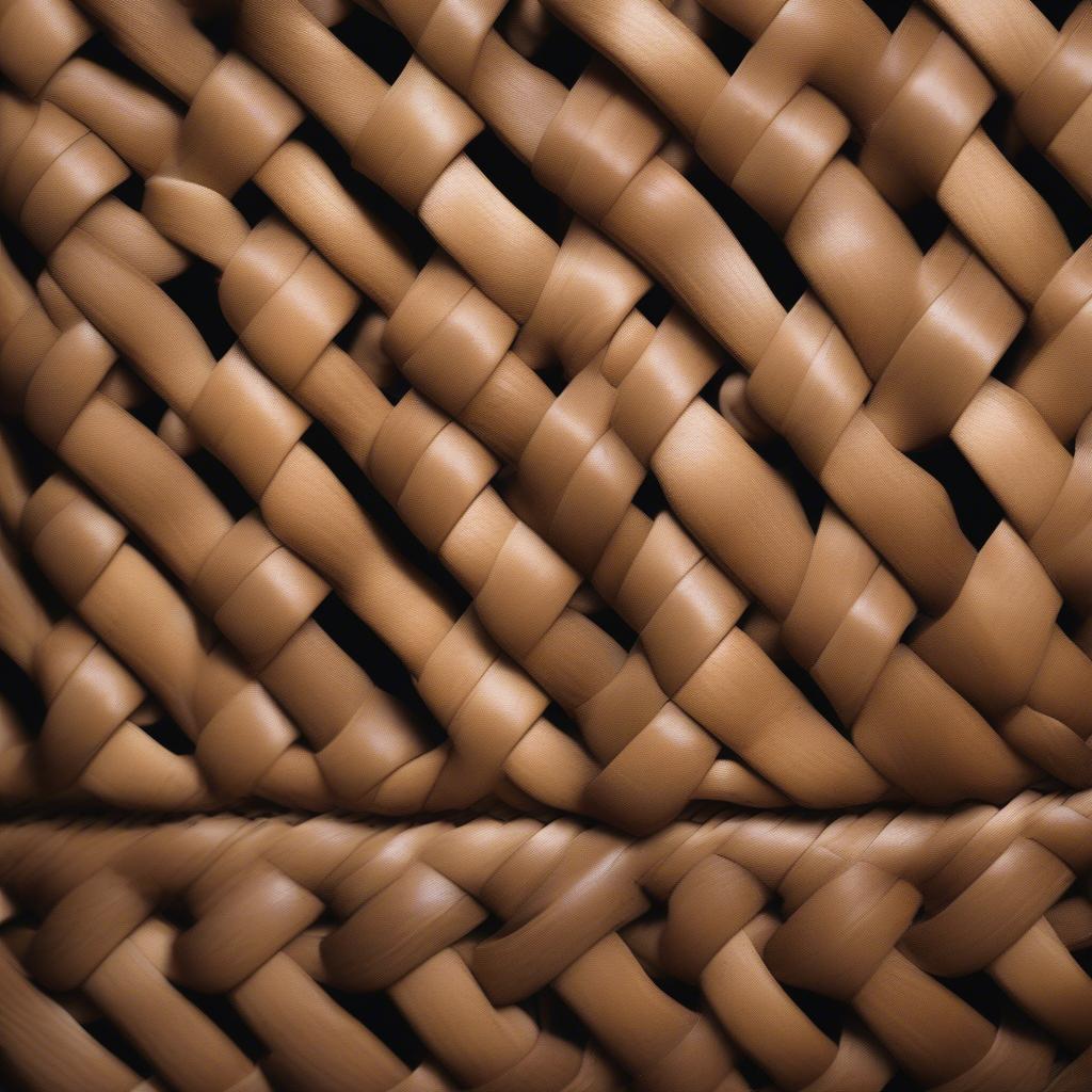 Close-up view of the Robinson basket weave pattern on a triangle tote