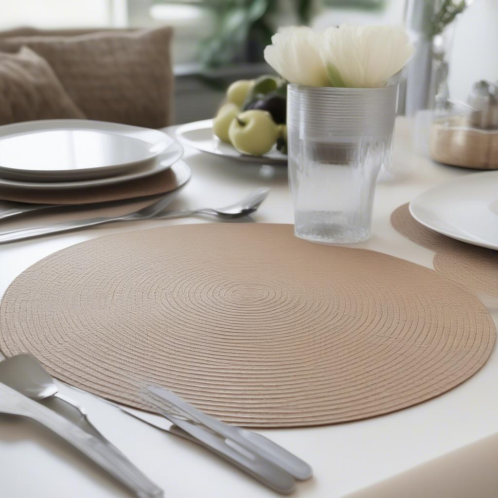 Round Basket Weave Placemats on a Dining Table