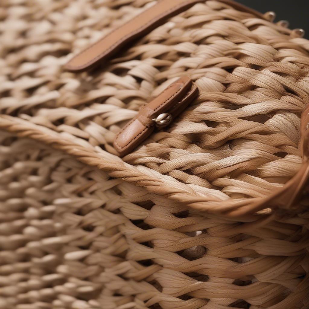 Close-up Details of Round Handwoven Bag Construction