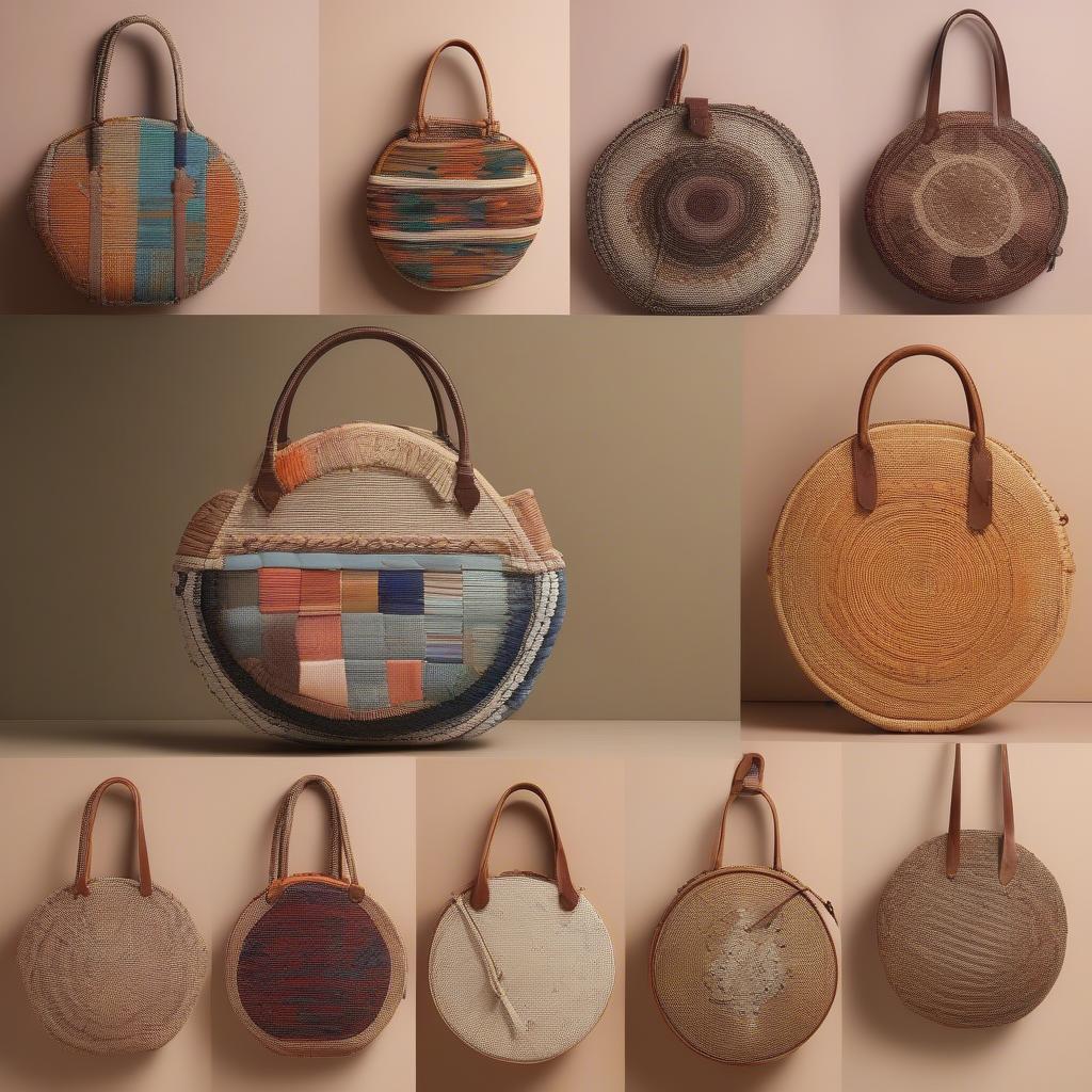 Various Styles of Round Handwoven Bags