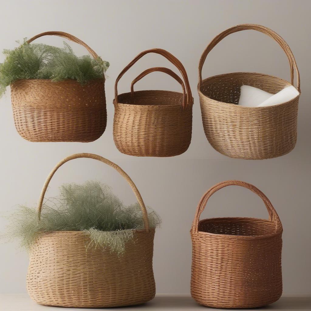 Various Styles of Round Open Weave Baskets