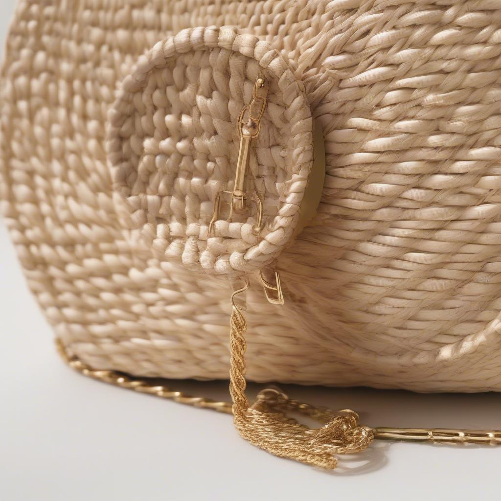 Round Woven Straw Crossbody Bag