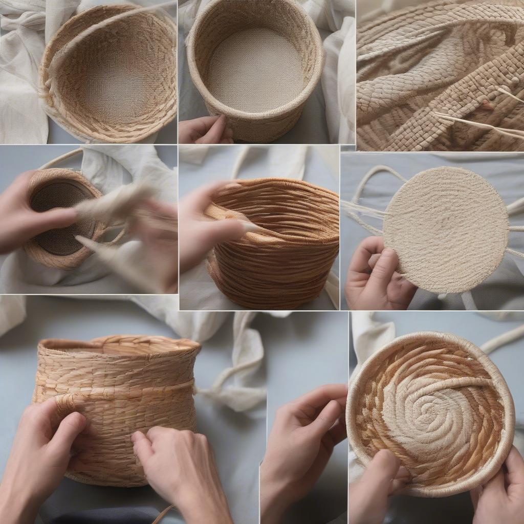 Round Weave Laundry Basket Weaving Techniques Demonstration