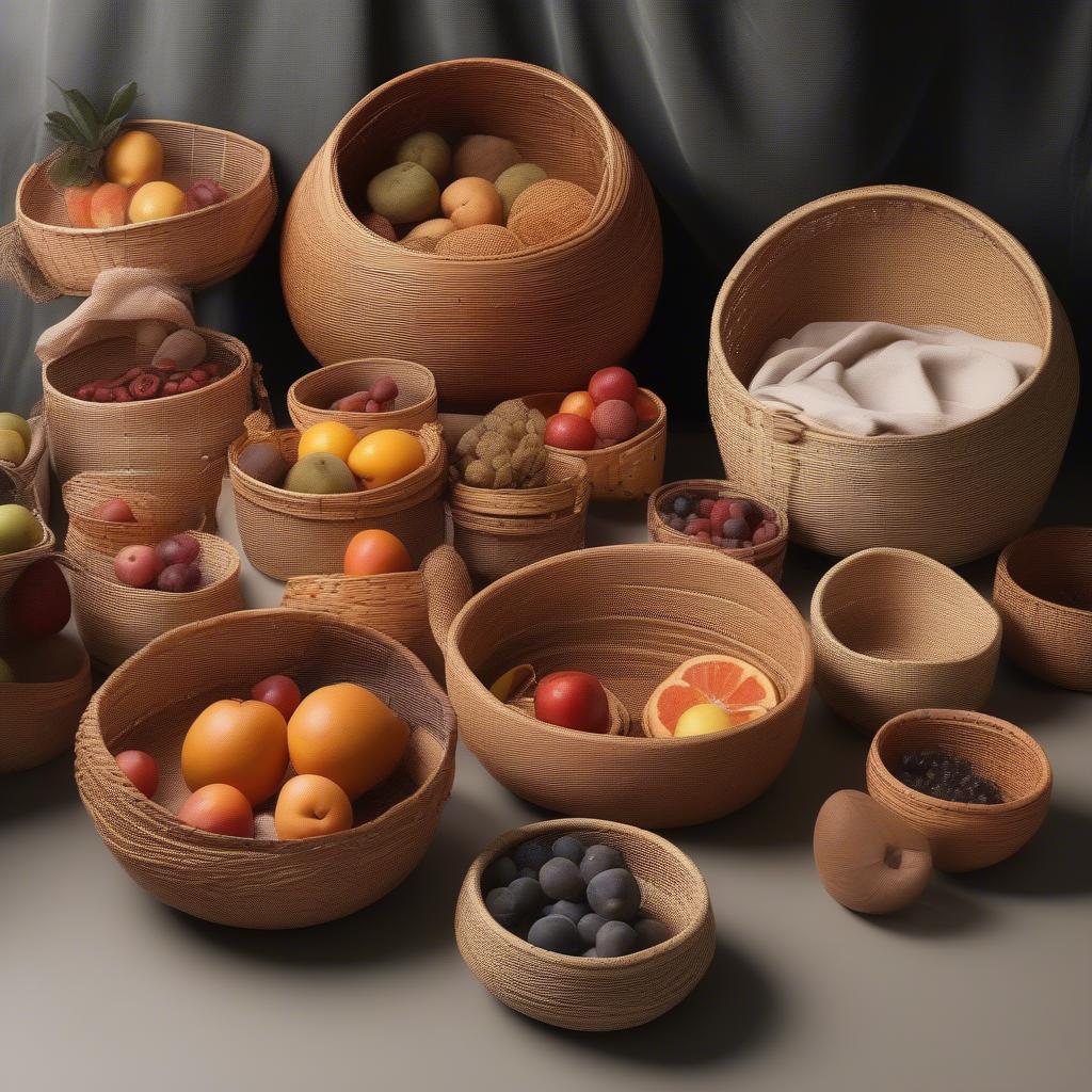 Variety of Round Wooden Baskets