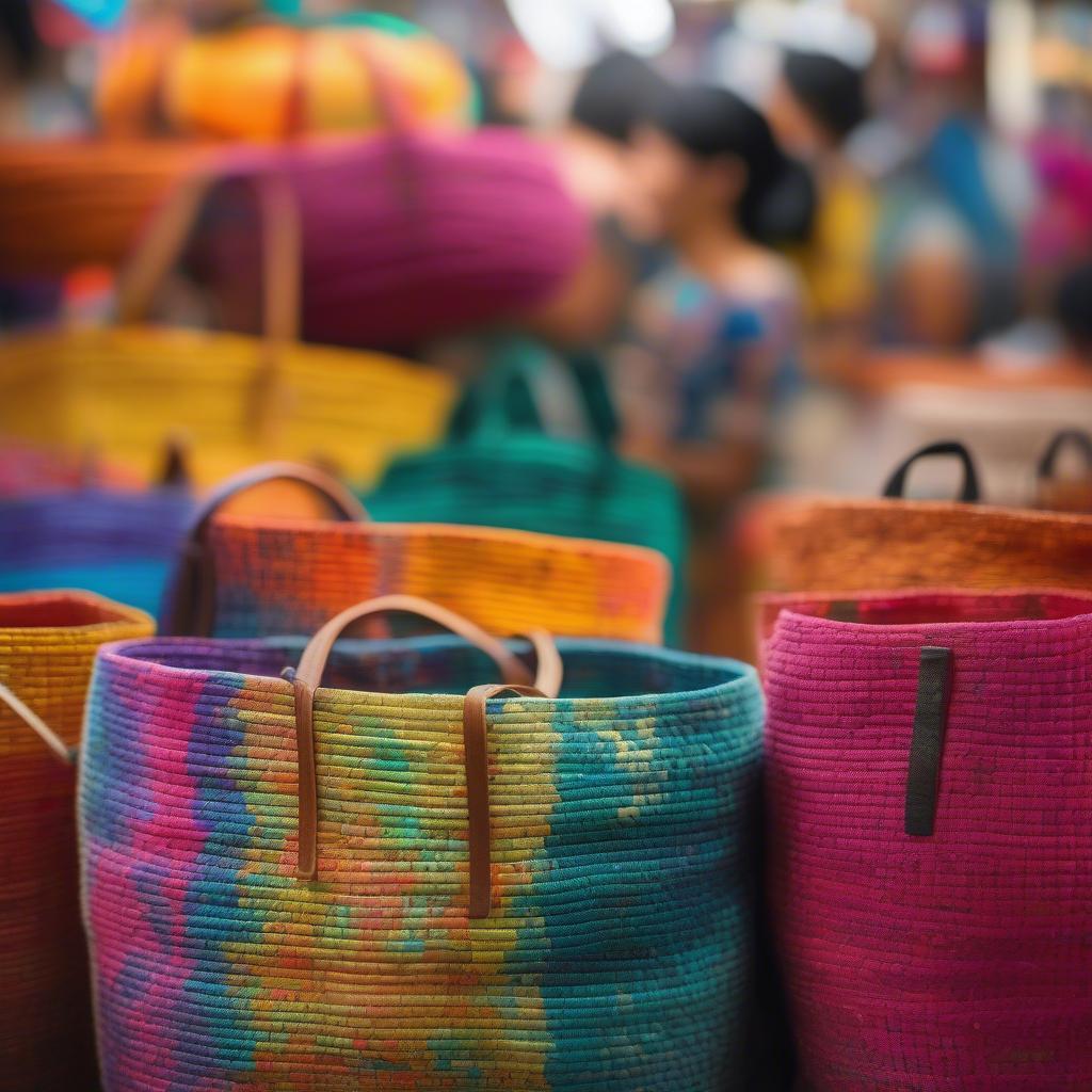 Round Woven Bag at a Philippine Market