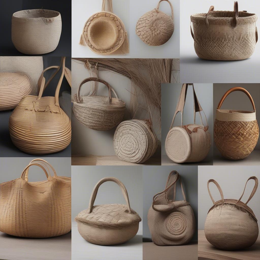 Various Styles of Round Woven Basket Bags