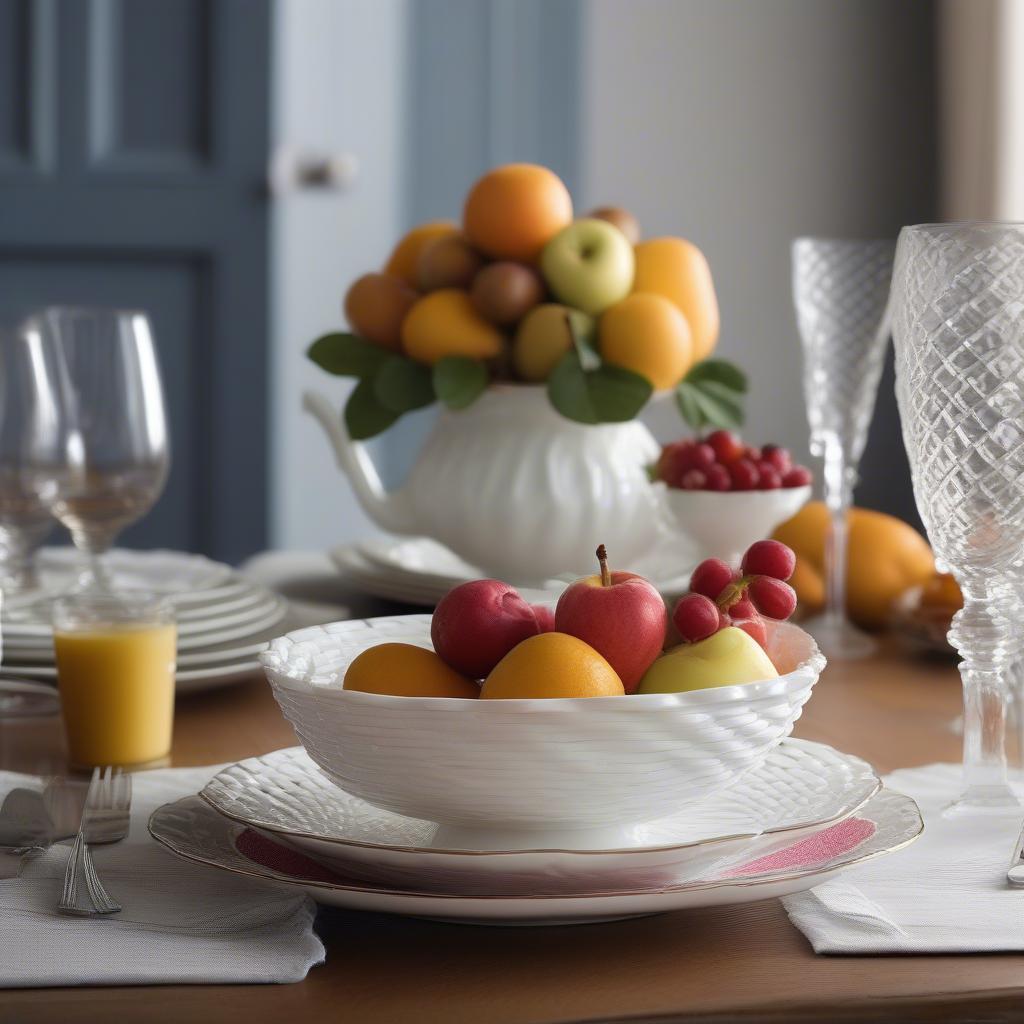 Royal Albert Basket Weave Bowl in a Table Setting