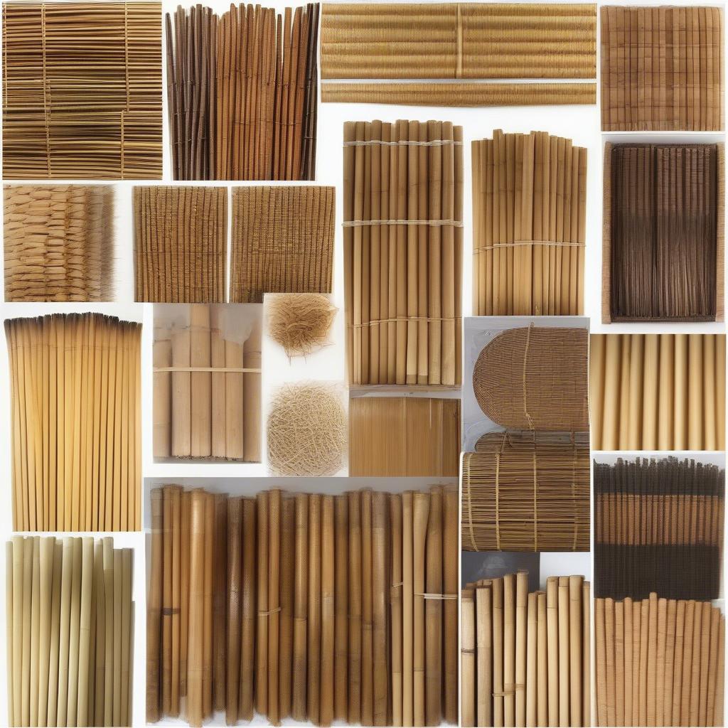 Different types of reeds and rattan available from Royalwood, showcasing variations in color, width, and texture.