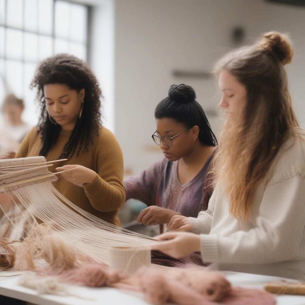 Rutgers Fiber Arts Students Working on Projects