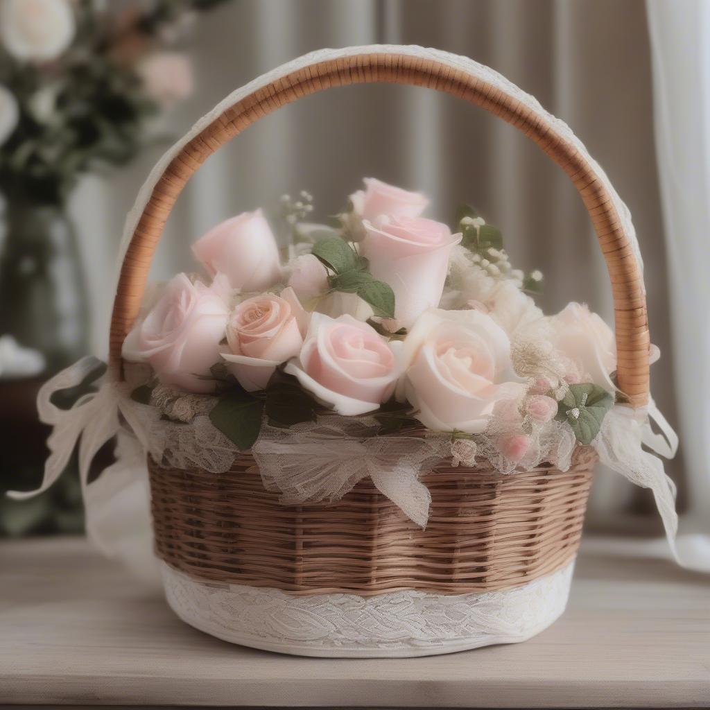 Sally Black Rattan Wedding Basket