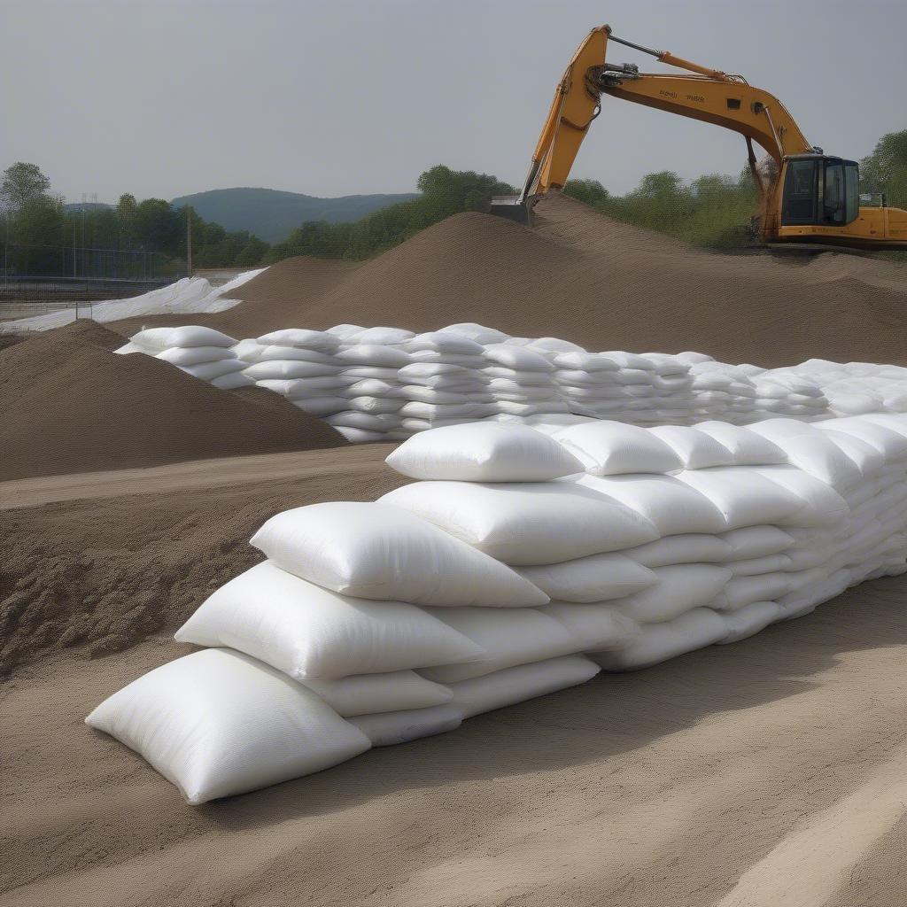 Sandbags used for erosion control on a construction site