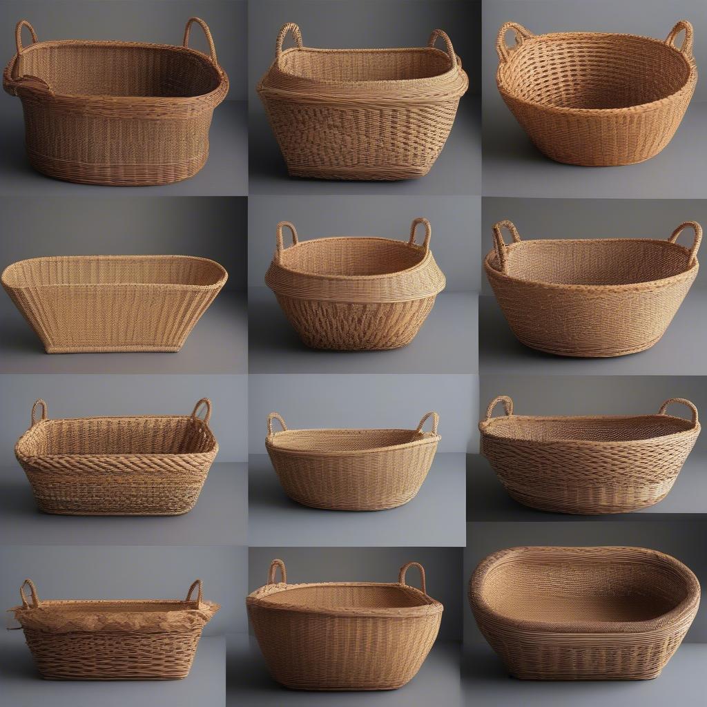 Sandy Atkinson's wicker and rattan baskets showcasing intricate weaving patterns