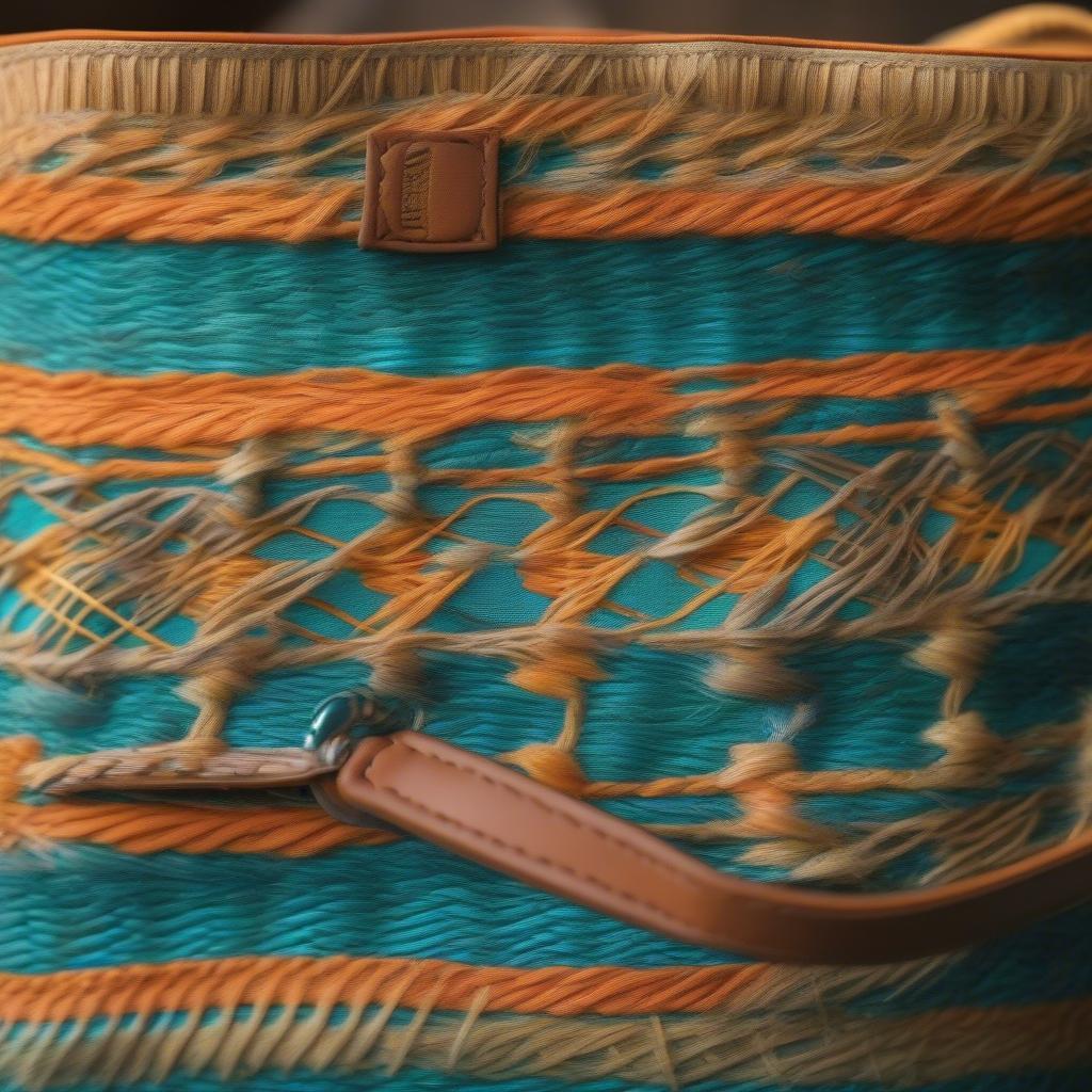 Close-up of a Sassy Caddy Dream Weave Bag showcasing intricate weaving and vibrant colors