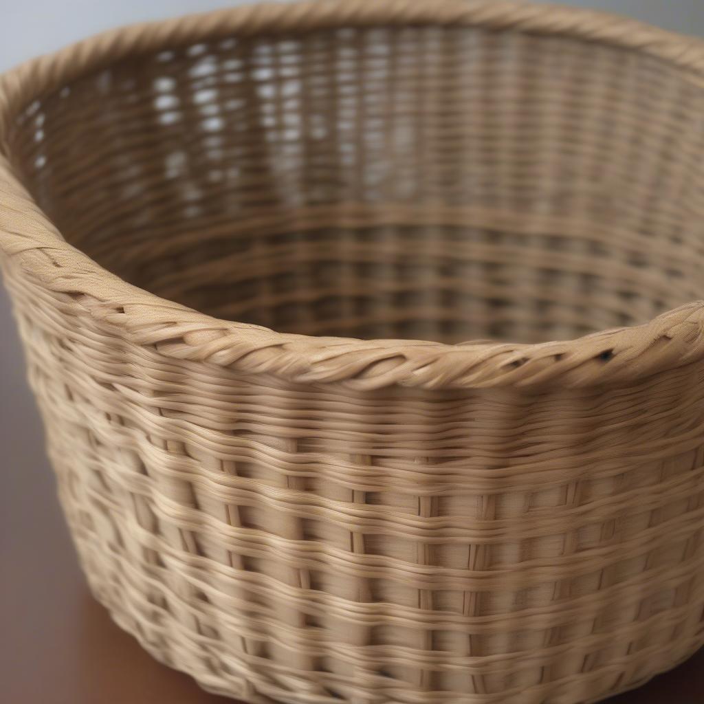 A completed basket showcasing the screen tight basket weave technique, highlighting its smooth and durable surface.