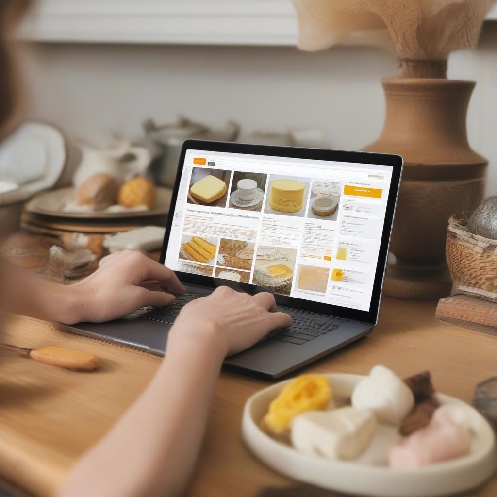 A person browsing vintage Japan basket weave butter dishes on an online marketplace.