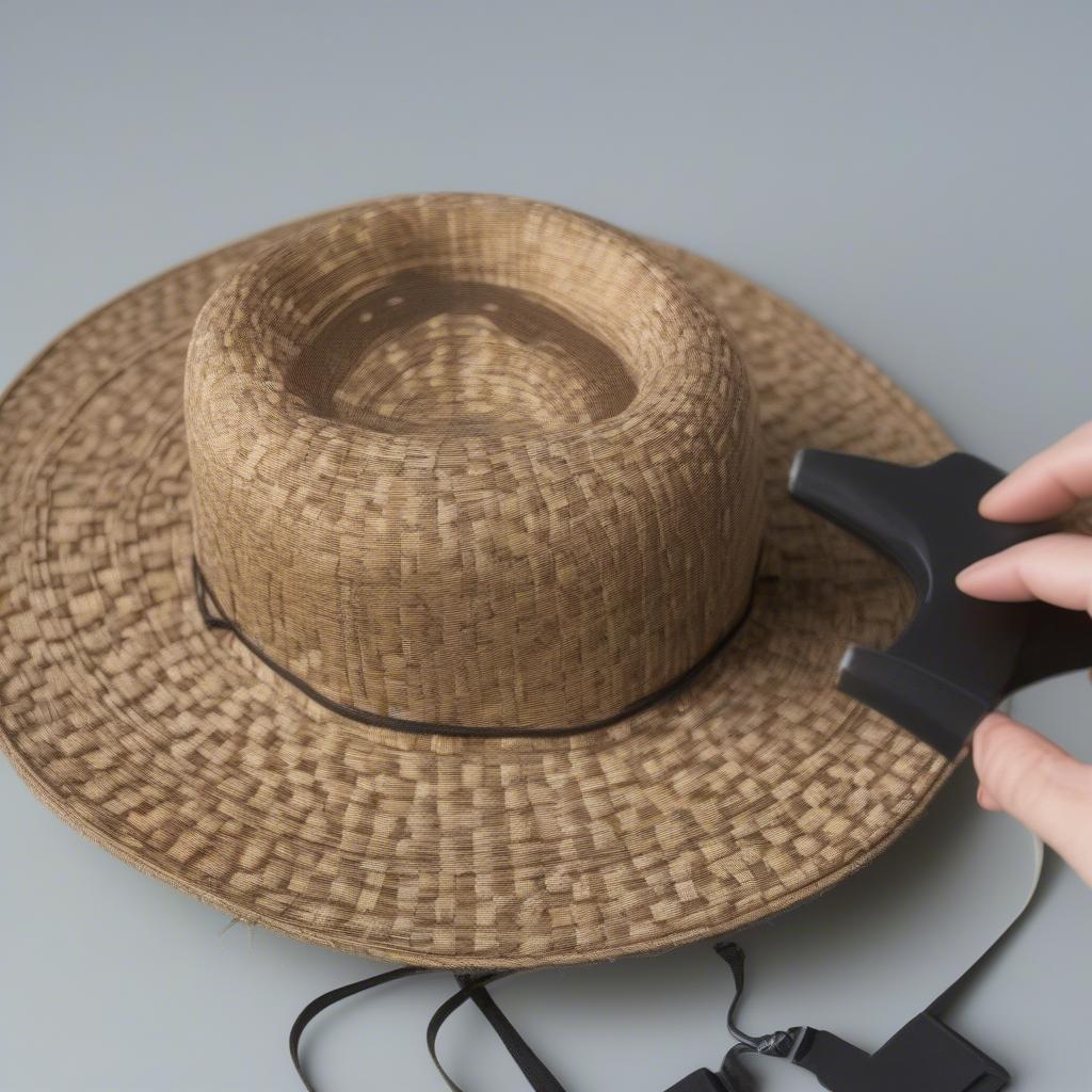 Securing Woven Material to Hat with Clips