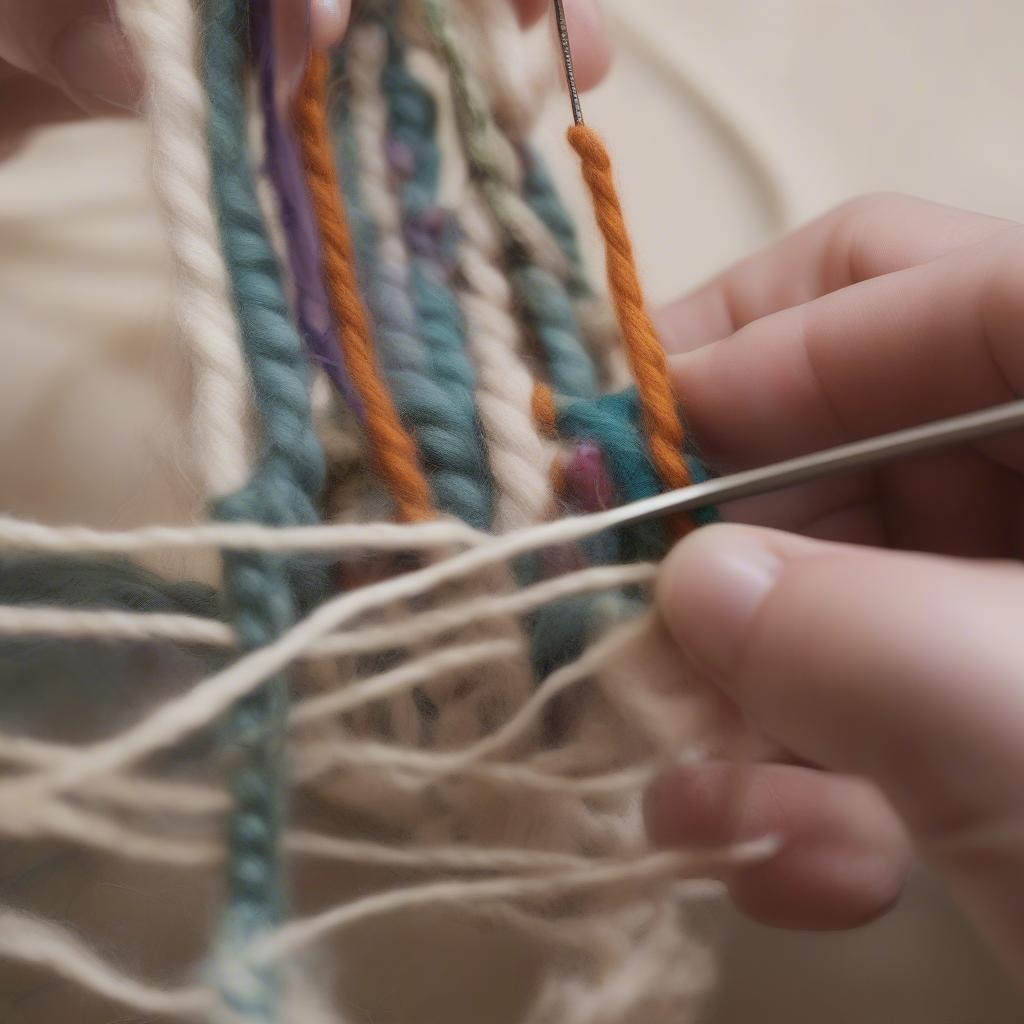 Securing the Yarn Basket Base with Tapestry Needle