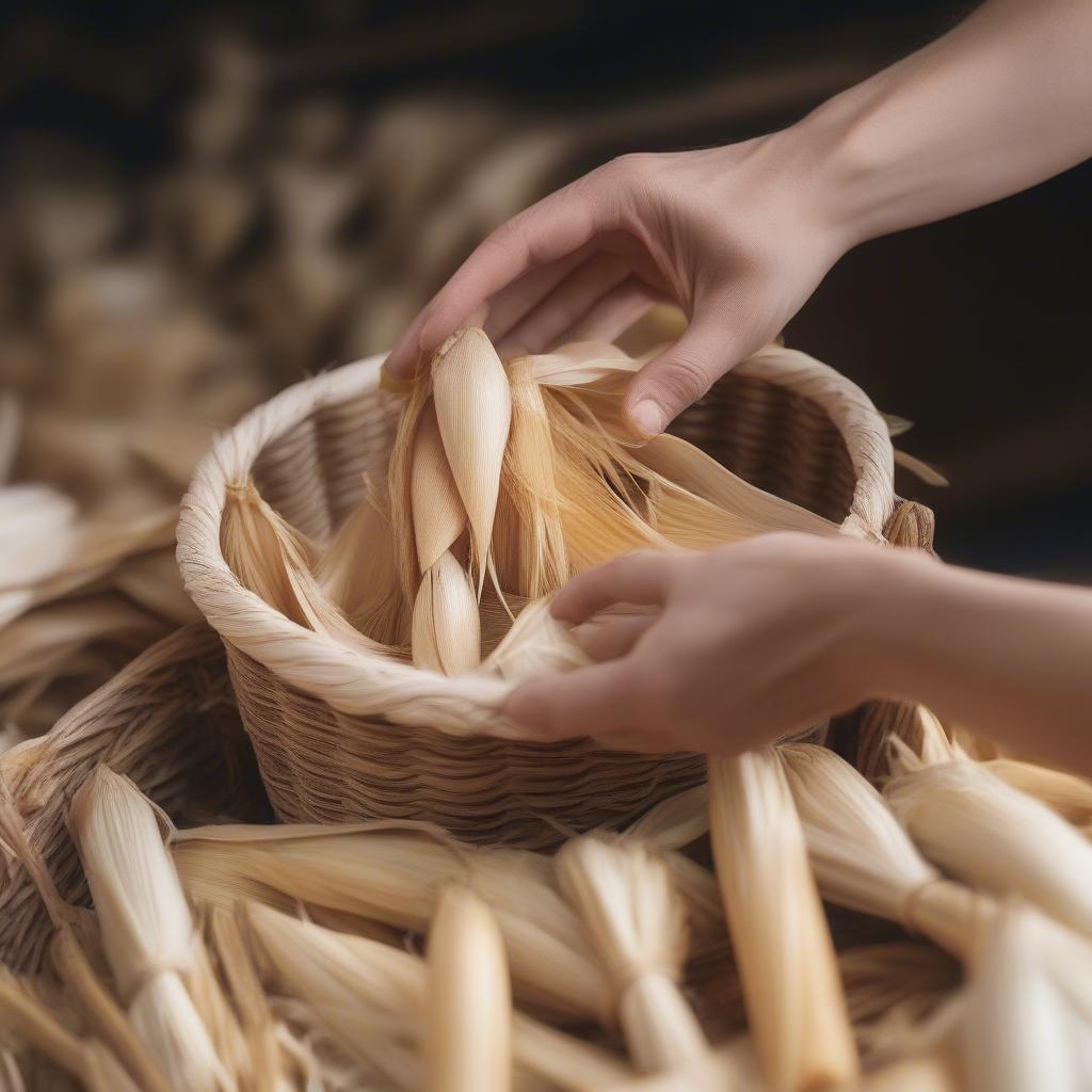 Selecting Cornhusks for Basket Weaving