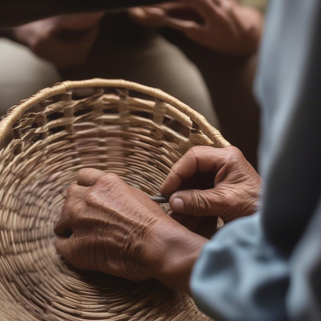 Shaping a Cherokee Basket