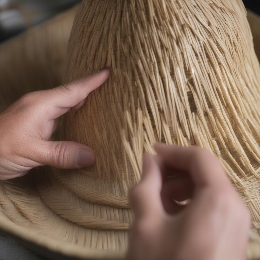 Shaping the crown of a reed hat