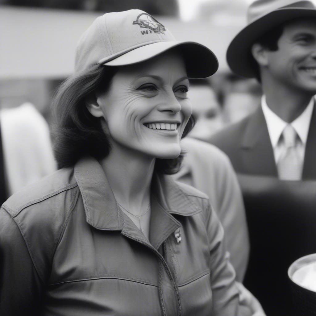 Sigourney Weaver in a baseball cap