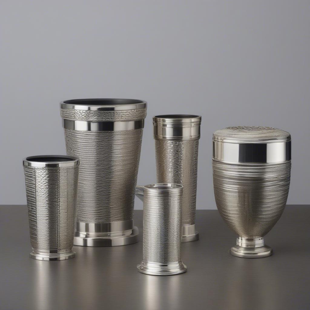 Different Sizes of Silverplate Basket Weave Ash Receptacles