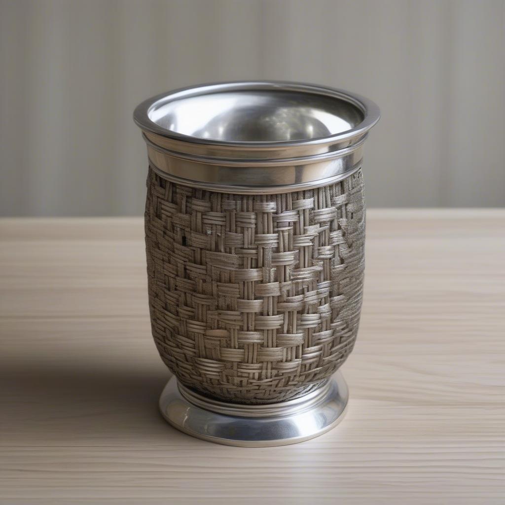 Vintage Silverplate Basket Weave Ash Receptacle