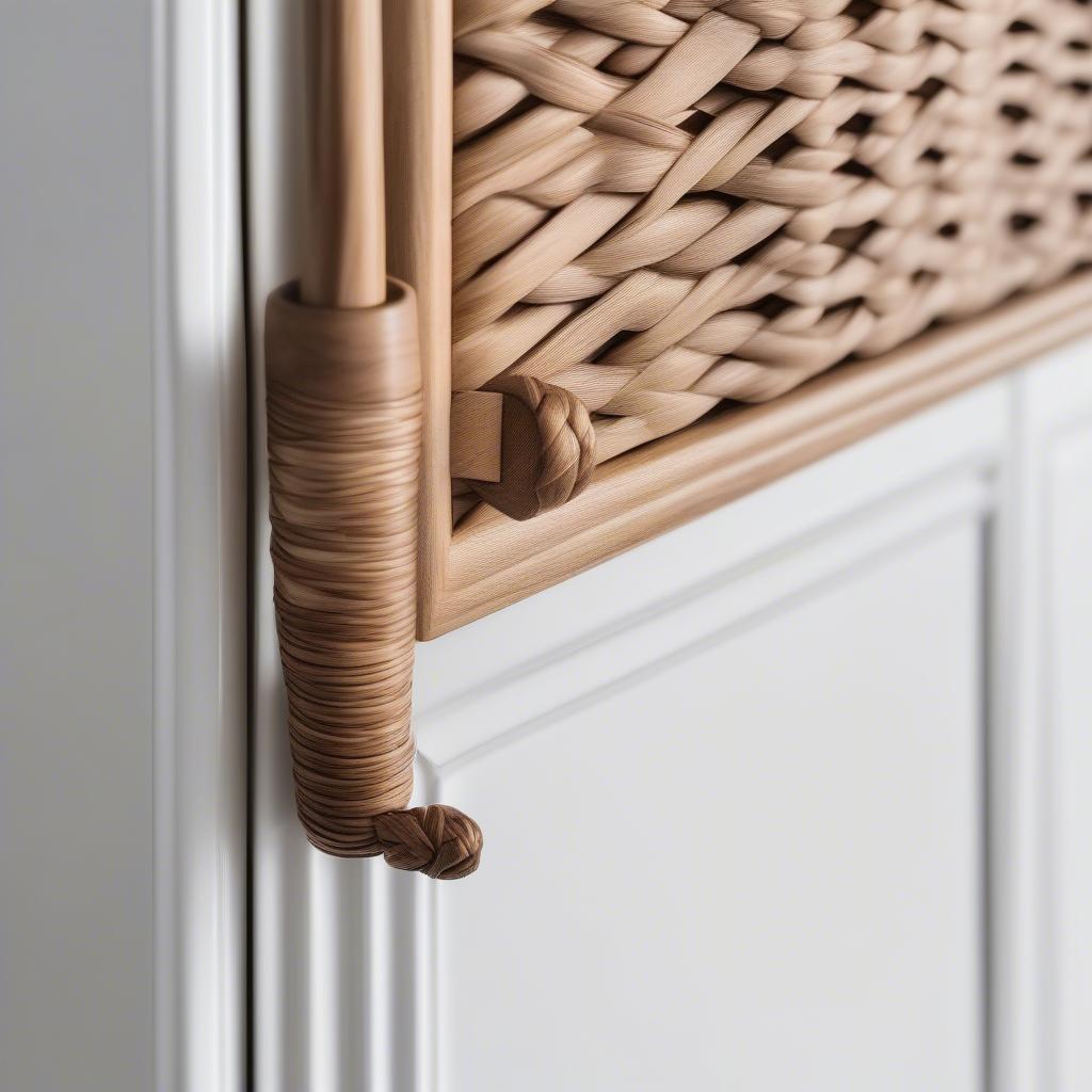 Single Post Basket Weave Handle on White Cabinet